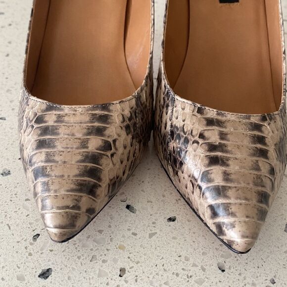 Ann Taylor Women's Snake Print Pointed Toe Leather Heel Pump Career Cocktail 7M - Picture 11 of 14